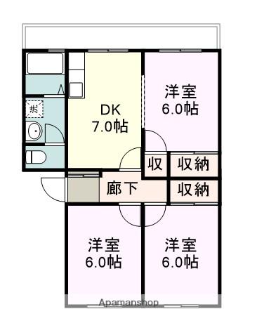 明神ビル(3DK/2階)の間取り写真
