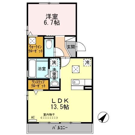 セジュール鵬舟オッツIII(1LDK/1階)の間取り写真