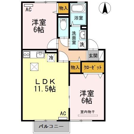 清水崎ハウスA(2LDK/1階)の間取り写真