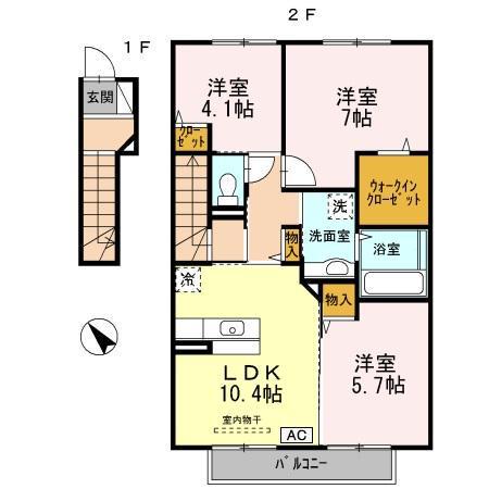 ウィット上宇部(3LDK/2階)の間取り写真