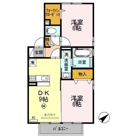 セントポーリアIV(2DK/2階)の間取り写真