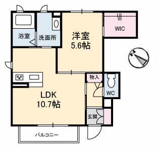 シャーメゾン・キャトルズ琴芝(1LDK/1階)の間取り写真