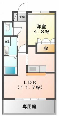エル・グレイス(1LDK/1階)の間取り写真