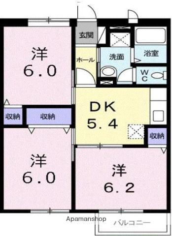 アルメリア壱番館(3DK/2階)の間取り写真