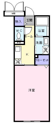 グランデュールR(1K/1階)の間取り写真