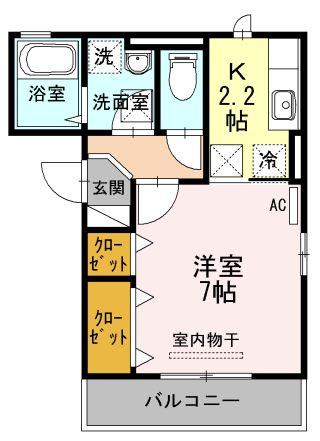 セントレ ドゥ ブランシェU(1K/1階)の間取り写真