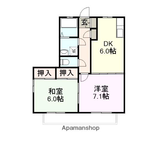 エタン・ヴィラージュA(2DK/2階)の間取り写真