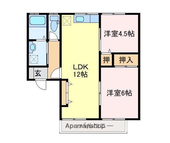 グランドュール(2LDK/2階)の間取り写真