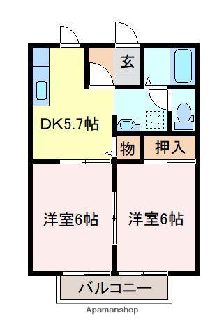 サンガーデンあすなろA(2DK/1階)の間取り写真