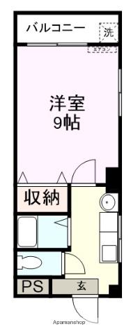 パルセシガ(1K/4階)の間取り写真