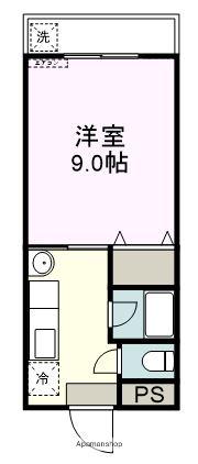 パルセシガ(1K/4階)の間取り写真