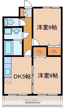 ルネッサマツモト(2DK/2階)の間取り写真