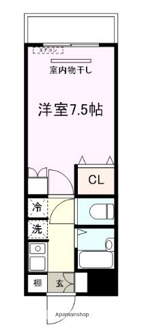 ビブレマンション宇部(1K/7階)の間取り写真