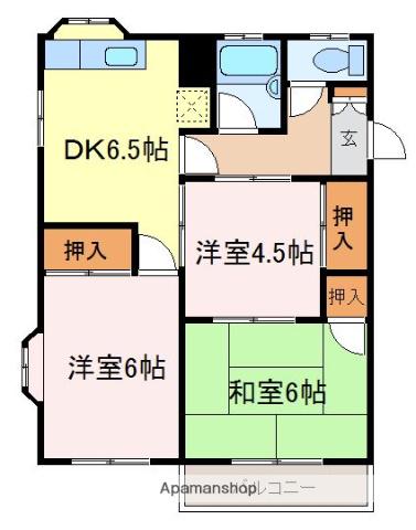 チェリーハイツC棟(3DK/1階)の間取り写真