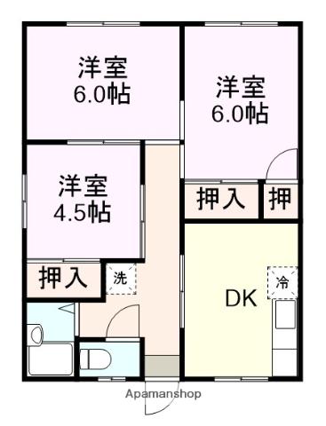 ハイツ瀬戸(3DK/1階)の間取り写真