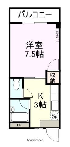 エスペラントY(1K/2階)の間取り写真