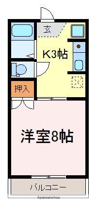 ハイムFUJI(1K/1階)の間取り写真