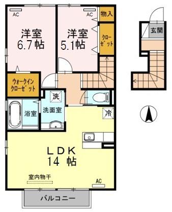 HIMIKOⅣ(2LDK/2階)の間取り写真