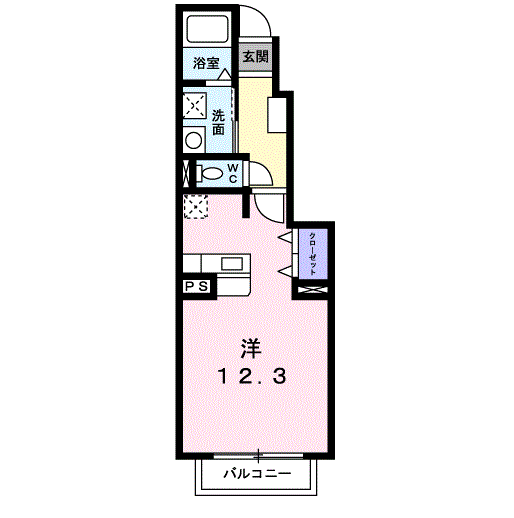 トゥー・ル・モンドⅡ(1K/1階)の間取り写真