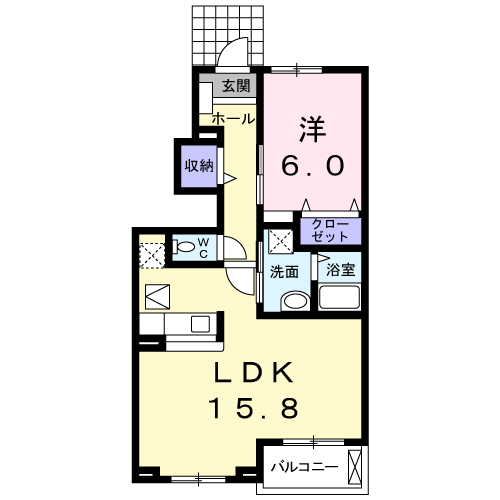 EXCELCOURT東小羽山B(1LDK/1階)の間取り写真
