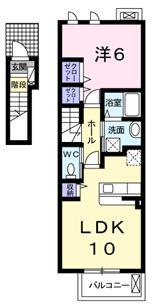 ブルーパインⅡ-C(1LDK/2階)の間取り写真