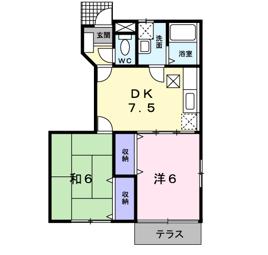 GRANDEUR山崎B(2DK/1階)の間取り写真