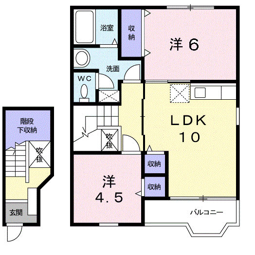 サニーグリーンA(2LDK/2階)の間取り写真