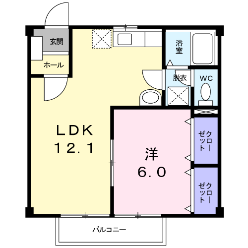 アメニティハイツ(1LDK/1階)の間取り写真