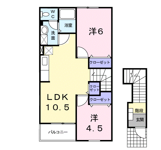 メゾンドジャスミン(2LDK/2階)の間取り写真
