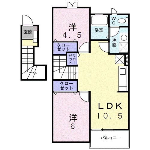 コモド・タウン・M-B(2LDK/2階)の間取り写真