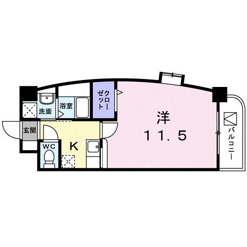 クラシオン・ルガールイシカワ(1K/3階)の間取り写真