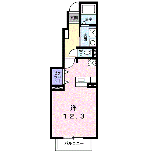ジャン・セリューⅡD(ワンルーム/1階)の間取り写真