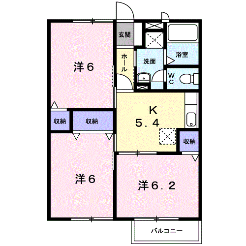 サンライズA(3K/1階)の間取り写真