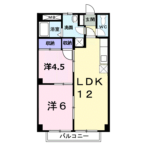 エスポワール A(2LDK/2階)の間取り写真