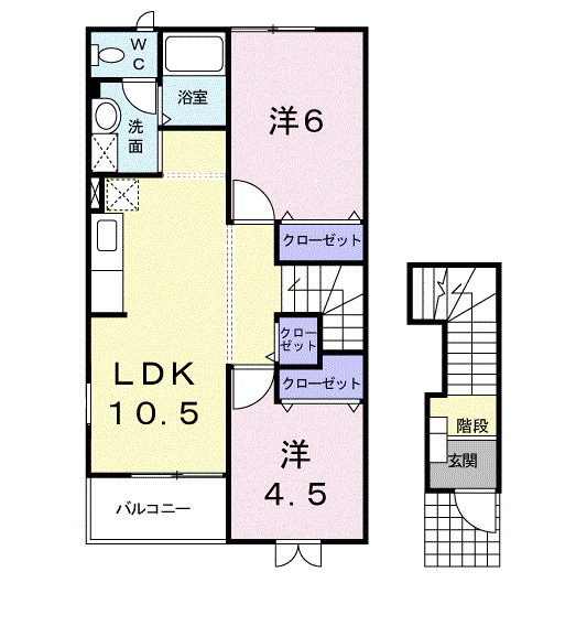グリーンゲイブルズⅢ番館(2LDK/2階)の間取り写真