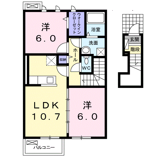モダングランツF(2LDK/2階)の間取り写真
