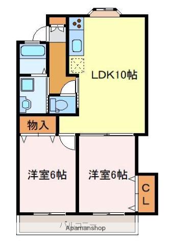 ひかりハイツ(2LDK/2階)の間取り写真