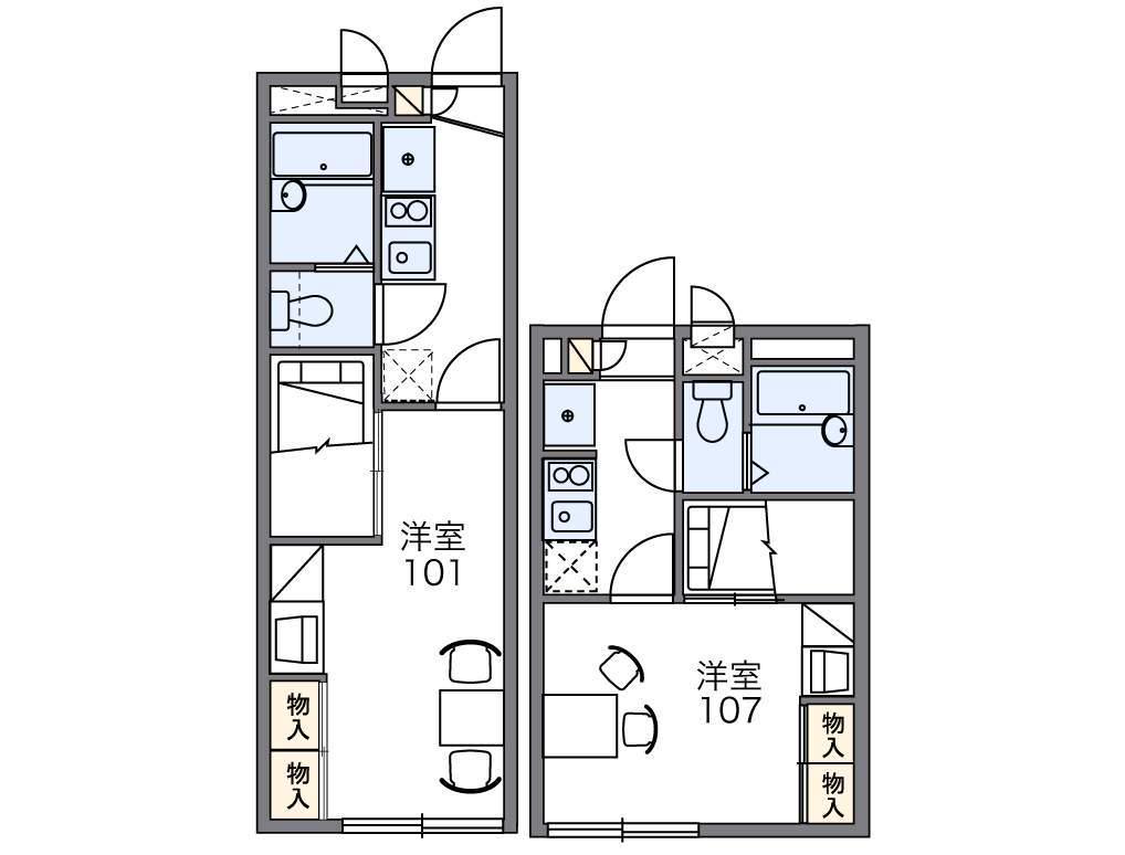 レオパレスフリーダム(1K/2階)の間取り写真