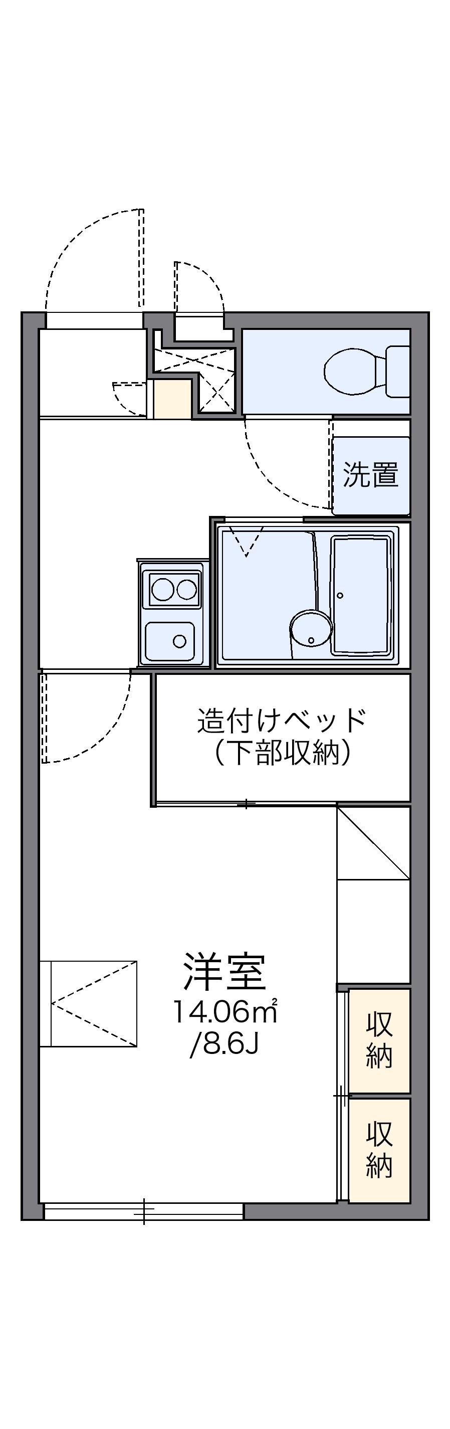 レオパレス開(1K/2階)の間取り写真