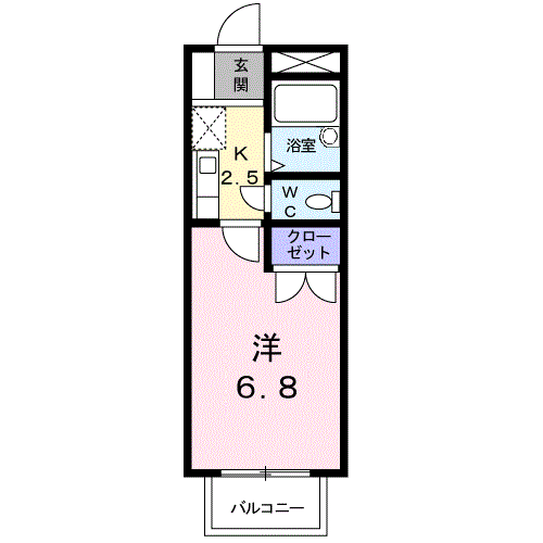 グリーンヒルズ(1K/2階)の間取り写真