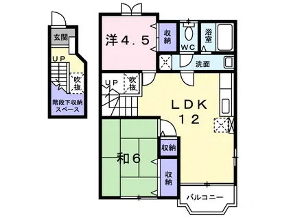 GRANDEUR山崎A(2LDK/2階)の間取り写真
