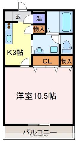 アビリティ上町壱番館(1K/1階)の間取り写真