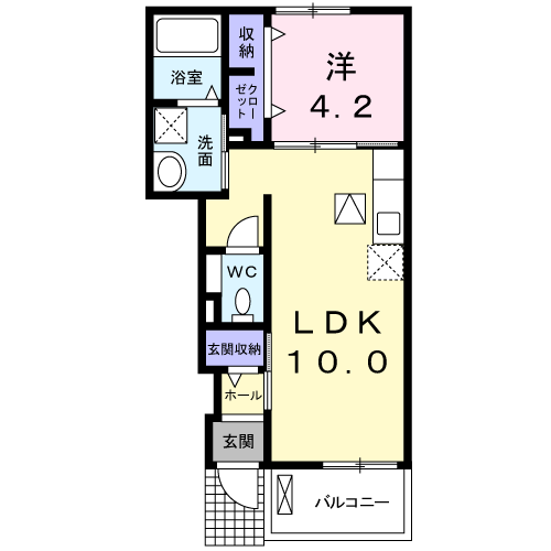 シャー・ヴィラージュB(1LDK/1階)の間取り写真