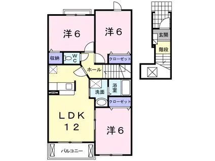 リバーサイドサワナミC(3LDK/2階)の間取り写真