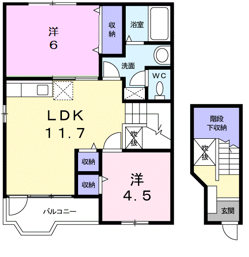 メゾンドエスペランスⅢ番館(2LDK/2階)の間取り写真