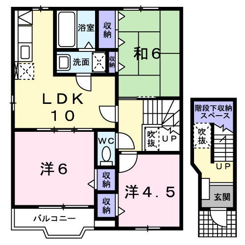 グリーンヒルフジ1(3LDK/2階)の間取り写真