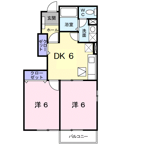 アバンツァート(2DK/1階)の間取り写真