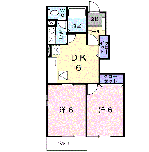 グリーンゲイブルズⅣ番館(2DK/1階)の間取り写真