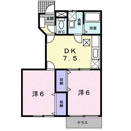 グローブ・レジデンスA(2DK/1階)の間取り写真