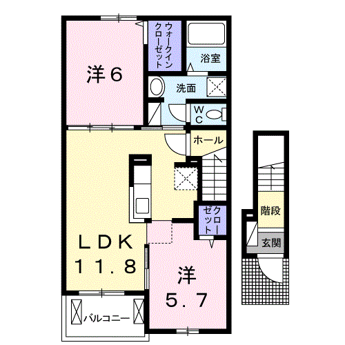 ファミール際波Ⅱ(2LDK/2階)の間取り写真